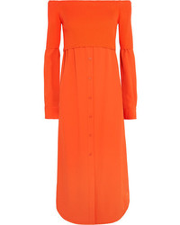 Orange Knit Off Shoulder Dress