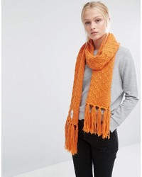 Cheap Monday Oversized Knitted Scarf With Tassels In Orange