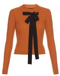 Rochas Bow Front Ribbed Knit Sweater