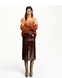 H&M Dip Dyed Turtleneck Sweater Dark Orange