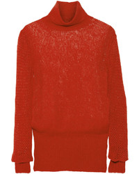 Stella McCartney Open Knit Alpaca Blend Turtleneck Sweater