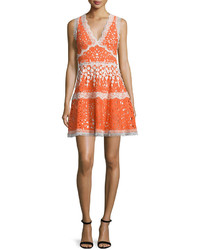 Alexis Bridget Paneled Lace A Line Dress Tangerine