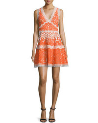 Alexis Bridget Paneled Lace A Line Dress Tangerine