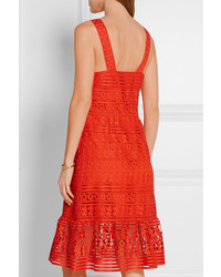 Diane von Furstenberg Tiana Guipure Lace Dress Bright Orange