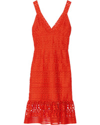 Diane von Furstenberg Tiana Guipure Lace Dress Bright Orange
