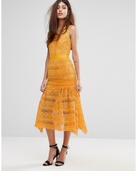 True Decadence Midi Lace Dress With Frill Detail