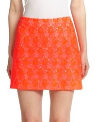 Orange Lace Mini Skirt
