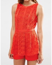 Asos Collection Red Carpet Premium Lace Romper With Peplum Detail