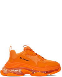 Balenciaga Orange Clear Sole Triple S Sneakers