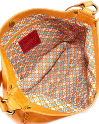 Hobo Bianka Whipstitch Leather Shoulder Bag Tangerine
