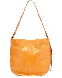Hobo Bianka Whipstitch Leather Shoulder Bag Tangerine