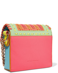 Sophia Webster Claudie Woven Pvc And Leather Shoulder Bag Coral