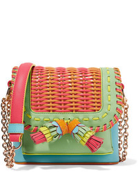 Sophia Webster Claudie Woven Pvc And Leather Shoulder Bag Coral