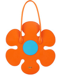 Moschino Flower Leather Shoulder Bag Orange