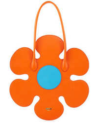 Moschino Flower Leather Shoulder Bag Orange