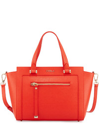 Furla Ginevra Leather Satchel Bag Orange