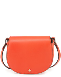 Tory Burch Mini Leather Saddle Bag Poppy Red