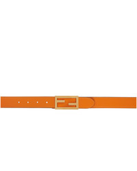 Fendi Beige And Orange Leather Ff Belt