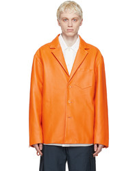 Orange Leather Blazer