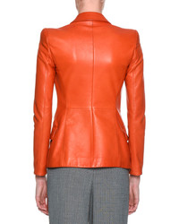Giorgio Armani Classic Leather One Button Blazer Orange