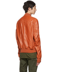 Rick Owens Orange Lambskin Bomber Jacket