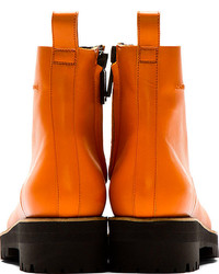 DSquared 2 Orange Leather Lace Up Combat Boot