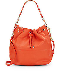 Orange Leather Bucket Bag