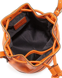 Neiman Marcus Sierra Drawstring Bucket Bag Orange