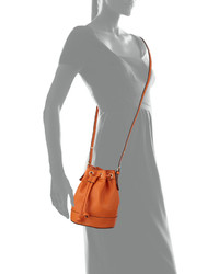 Neiman Marcus Sierra Drawstring Bucket Bag Orange