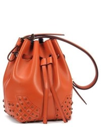 Tod's Small Wave Calfskin Leather Bucket Bag Orange