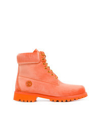 Orange Leather Casual Boots
