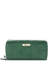 Buxton Rose Garden Double Zip Leather Clutch
