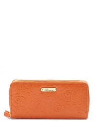 Buxton Rose Garden Double Zip Leather Clutch