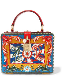 Dolce & Gabbana Dolce Leather Trimmed Painted Wood Clutch Red