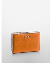 Calvin Klein Kelsey Pebble Leather French Clutch Orange Fire