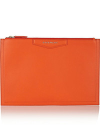 Givenchy Medium Antigona Pouch In Bright Orange Grained Leather