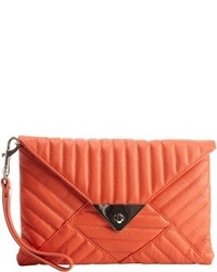 L.A.M.B. Orange Quilted Leather Carlyle Clutch