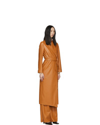 Nanushka Orange Vegan Leather Emery Coat