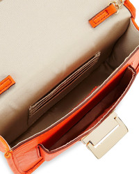 Neiman Marcus Cati Perforated Flap Crossbody Bag Orange