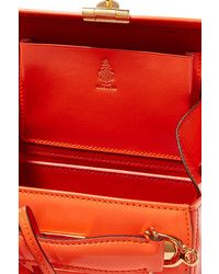 MARK CROSS Grace Mini Glossed Leather Shoulder Bag Bright Orange