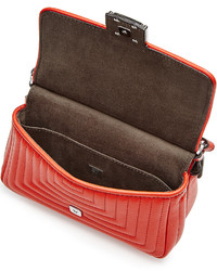 Fendi Leather Double Flap Baguette Shoulder Bag