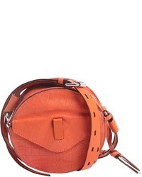 Gryson Mandarin Orange Croc Embossed Leather Circle Crossbody Bag