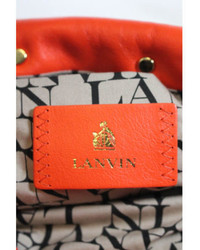 Lanvin Orange Red Leather Gold Tone Single Strap Cross Body Handbag