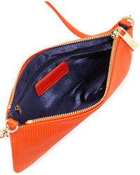 Neiman Marcus Perforated Zip Top Crossbody Bag Orange