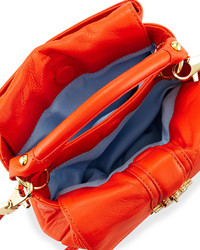 Cynthia Rowley Posy Flap Top Leather Crossbody Bag Orange