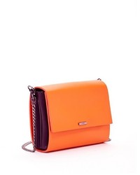 Susu Lee Orange Leather Crossbody Bag With Black Gussets