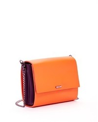 Susu Lee Orange Leather Crossbody Bag With Black Gussets