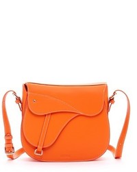 Susu Mia Leather Saddle Crossbody Bag Orange