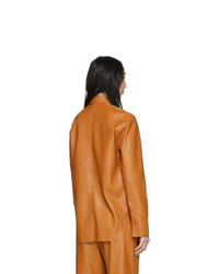 Nanushka Orange Vegan Leather Noelle Shirt
