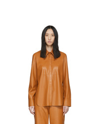 Nanushka Orange Vegan Leather Noelle Shirt